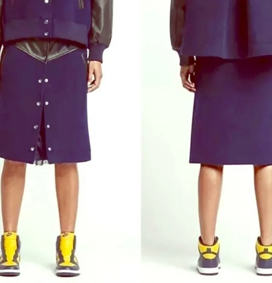 Nike x SACAI wool lace trim lined navy ski…